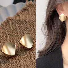 Simple Design Metal Statement Earrings With Clip Gold Color Geometric Earrings For Women Square Stud Earring Earring Jewelry 2024 - buy cheap