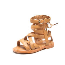 Летние детские модные сандалии-гладиаторы CUZULLAA, римская обувь для девочек, летние пляжные сандалии с боковой молнией, размер 22-31 2024 - купить недорого