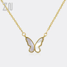 Trendy INS Style Inlaid Shells Butterfly Shape Pendant Necklaces Women's Fashion Jewelry Ladies Accessories Girls Romantic Gifts 2024 - buy cheap