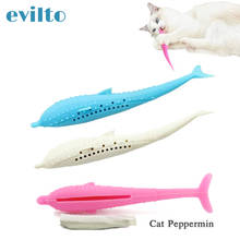Evilto мягкая игрушка для кошки, силиконовая мята, зубная щетка, игрушка для домашних животных, рыба, интерактивные жевательные игрушки для кошек, многоразовая кошачья мята, чистка зубов, массаж 2024 - купить недорого