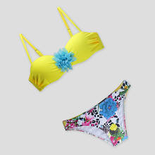 Sexy Bikini 2020 New Push Up Swimwear For Women Brazilian Bikini Set Blue Flower Print Swimsuit Beachwear Biquini Party Summer 2024 - buy cheap
