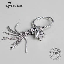 Real 925 sterling silver rings for women elephant tassel Trendy fine Jewelry Large Adjustable Antique Rings Anillos vantage ring 2024 - buy cheap