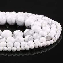 Pedra natural turquesa branco miçangas de miçangas soltas redondas para fazer jóias artesanais pulseira diy colar acessórios 2024 - compre barato