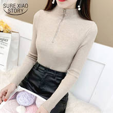 Korean Turtleneck Sweater Women Zipper Knitwear Winter Clothes Women Knitted Sweater Bottoming Pullover Fashion Clothing 11034 2024 - buy cheap