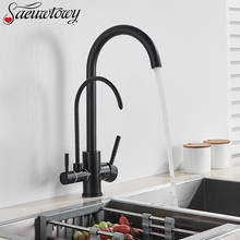 Filter Kitchen Faucet Brass Kitchen Faucet Tap Pure Water Kitchen Faucet  Rotatble Hot Cold Mixer Crane Black Style Kitchen Taps 2024 - buy cheap