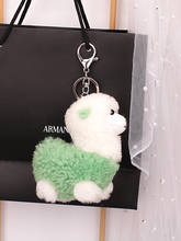 New Sheep Keychain Real Lambs Wool Fur Key Ring Pompom Keyring Bag Car Women Gift 2024 - buy cheap