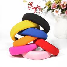 2019 Women Padded Wide Sponge Headband Silk Satin Sweet Candy Color Hair Hoop Party Stretchy Thick headband 2024 - buy cheap