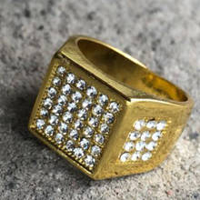 Milangirl микро проложить Стразы Iced Out Bling геометрическое кольцо заполненные кольца для мужчин ювелирные изделия 2024 - купить недорого