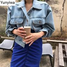 Jackets Fashion Single Breasted Turn Down Collar Ladies Denim Coats Spring 2020 Casual Loose Long Sleeve Tops 1B051 2024 - buy cheap