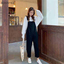 Plus Size S-5XL Denim Women Jumpsuits Ankle-length Button Solid Loose Fresh Students Vintage Korean Style Trendy Chic All-match 2024 - buy cheap