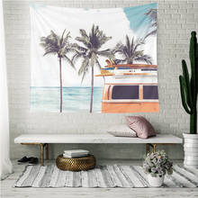 Journey Car Decorative Hanging Wall Tapestry Seaside Coconut Tree Print Home Decor Carpet Polyester Rectangle Tapestry 2024 - buy cheap