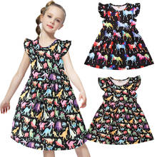 1-6Y Fashion Cute Kids Dresses for Girls Cartoon Unicorn Dinosaur Sleeveless Mini Dress Summer Baby Girl Dress Sundress 2024 - buy cheap