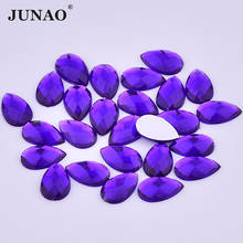 JUNAO 13x18mm 18*25mm Dark Purple Teardrop Crystal Rhinestones Glue On Flatback Strass Stones For DIY Clothes Crafts 2024 - buy cheap