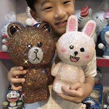 Full Rhinestones Cute Bear Rabbit Money Bank for Kids Sparkling Figurine Coins Saving Box Handmade Desk Decoration Anime Decor 2024 - buy cheap