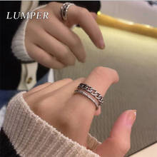 Двуслойное Открытое кольцо LUMPER, женское модное ретро-кольцо в стиле хип-хоп, регулируемое универсальное уличное кольцо 2024 - купить недорого