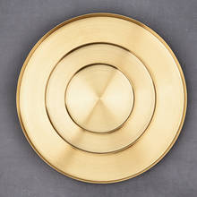 Изысканный домашний Золотой кухонный компактный круглый лоток для ювелирных изделий, декоративный лоток для хранения, настольный лоток из нержавеющей стали для ванной 2024 - купить недорого