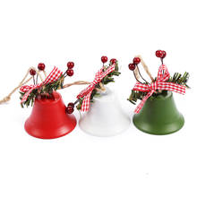 Campana de Navidad de hierro para decoración del hogar, colgante de árbol de Navidad, campanilla pintada en rojo, verde y blanco, adorno de Navidad 2024 - compra barato