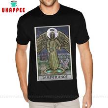 Screen Printed Temperance Tarot Card Gothic Halloween Crying Angel Statue Tee Shirts tshirt Boy 5XL Black Tees Shirt 2024 - buy cheap