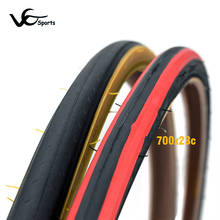 Neumáticos ultraligeros para bicicleta de carretera, 700 fixie, 700 X 23C, pneu 700C, retro, de carreras, lado rojo y amarillo, 430g 2024 - compra barato