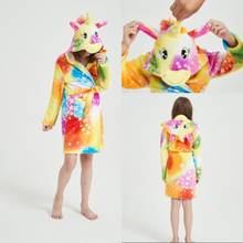 Meninos menina inverno flanela unicórnio licorne animal dos desenhos animados pijamas crianças pijamas pijamas homewear cosplay roupões de banho toalhas 2024 - compre barato