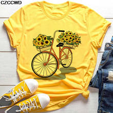 Ropa Harajuku para mujer, camisetas para mujer, camisetas con estampado gráfico de girasol y bicicleta romántica Y2k, camiseta gótica Kawaii de verano 2021 2024 - compra barato