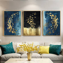 Nordic ouro preto peixe borboleta arte da parede lona cartaz impressão quadros decorativos para sala de estar decoração casa 2024 - compre barato