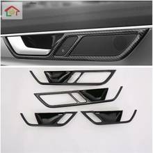 Car accessories For Audi A6 C8 2019 ABS carbon fiber black Inner Door Handle Bowl Cover Decoration Trim Sticker 4pcs Interior 2024 - buy cheap