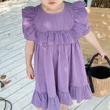 Ropa de verano para niños, vestido de fiesta de princesa, estilo coreano, púrpura, para niñas 2024 - compra barato