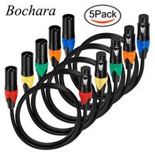 Bochara cabo xlr macho para fêmea, cabo de 3 pinos conector de cobre folha e trançada, com proteção para amplificador de microfone e luz de palco, pacote de 5 peças 2024 - compre barato