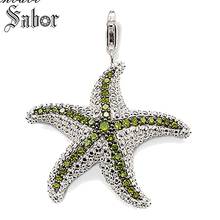 Colgante de estrella de mar verde y plata para mujer, llaveros de regalo clásico, joyería de circonita verde, collar compatible con thomas 2024 - compra barato