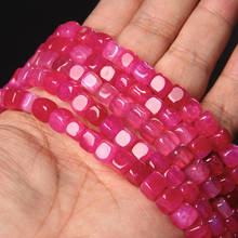 Rosa ágata grânulos de pedra quadrado liso solto espaçador grânulos para jóias diy fazendo pulseira brinco colar acessórios 15 '6-8mm 2024 - compre barato