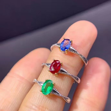 Fine Jewelry 925 Sterling Silver Inlaid Natural Sapphire and ruby and emerald  Women's Elegant Adjustable Gem Ring Support Check 2024 - buy cheap