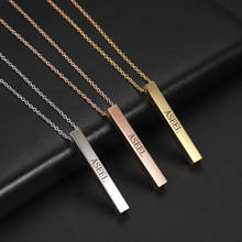 Lemegeton Custom Name Necklace For Women Four Sides Engraving Square Bar Stainless Steel Pendant Necklace DIY Jewelry 2024 - buy cheap