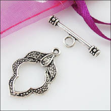 Fashion 16Sets Tibetan Silver Leaf Circle Bracelet Toggle Clasps Connectors 2024 - buy cheap