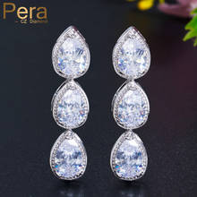 Pera Elegant AAA Water Drop Cubic Zircon Long Silver Color Big Hanging Dangle Earrings Wedding Engagement Jewelry For Women E291 2024 - buy cheap