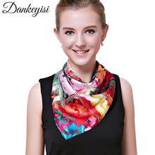 DANKEYISI Real Silk Satin Neck Scarf Women Print Hijab Scarf Female 90*90cm Square Shawls Wraps Scarves For Lady Handkerchief 2024 - buy cheap