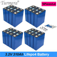 Turmera-bateria recarregável para carro elétrico, 16 peças, 3.2v, 310ah, lifepo4, 12v, 24v, 48v, rv, sistema de armazenamento de energia solar 2024 - compre barato
