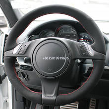 Top Black Suede Car Steering Wheel Hand-stitch on Wrap Cover For Porsche Cayenne Panamera 2010- 2011 2024 - buy cheap