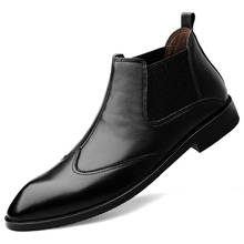 Alta qualidade de moda de luxo mens chelsea boots sapatos cavalheiro sapatos de couro genuíno ankle boot dedo apontado homem bota zapatos de hombre 2024 - compre barato