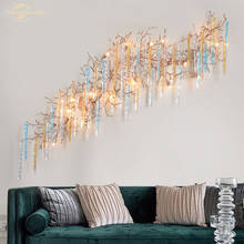 Luxo conduziu a lâmpada de parede moderna cobre colorido gota água vidro árvore ramo lâmpada decoração para casa sala estar quarto villa 2024 - compre barato