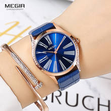 MEGIR Women Watches Top Brand Luxury Female Quartz Wrist Watch Ladies Blue Leather Waterproof Clock Girl Relogio Feminino 4212 2024 - buy cheap