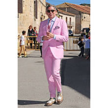 The New Fashion Custom Made Hot Pink Formal Men Suit Slim Fit Simple Summer Modern Blazer Custom 2 Piece (Jacket+Pants) 2024 - buy cheap