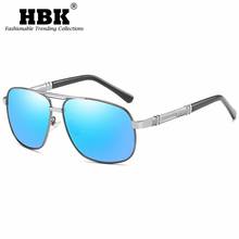 Солнцезащитные очки HBK в стиле ретро UV400 для мужчин и женщин, поляризационные дорожные солнечные аксессуары в синей квадратной оправе, 2021 2024 - купить недорого