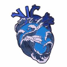 The Great Wave off Kanagawa-heart Enamel Pin Badge Japan Famous Painting Art brooch I Love The Ocean Anatomical Heart ! 2024 - buy cheap