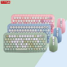 Bonito teclado inalámbrico de 2,4 Ghz, juego de 104 teclas, botones redondos Punk, ergonómicos, para ordenador de oficina, Windows XP/7/8/10 2024 - compra barato