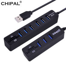 CHIPAL-Hub USB 2,0 de alta velocidad, 2 en 1, 3/6 puertos, divisor Multi USB 2,0 Hab, concentrador múltiple usb2.0, lector de tarjetas SD/TF para PC 2024 - compra barato