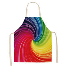 Apron Kids Rainbow Colorful Geometric Kitchen Apron for Women Household Cleaning Pinafore Cooking Apron Cotton Linen Bib 2024 - buy cheap