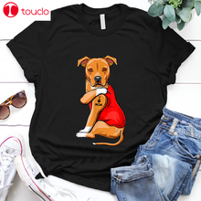 Camiseta con estampado de perro Pitbull I Love Mom Tattoo, camiseta 2024 - compra barato