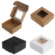 10pcs Jewelry Gift Packaging Box Kraft Paper Box Transparent PVC Window Soap Boxes Wedding Valentine's Day Favors Candy Box 2024 - buy cheap