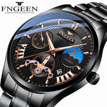 Top grade men's watch Black Gold Quartz Wristwatch genuine steel leather Fashion Business Male Watch Man Date Relogio Masculino 2024 - buy cheap